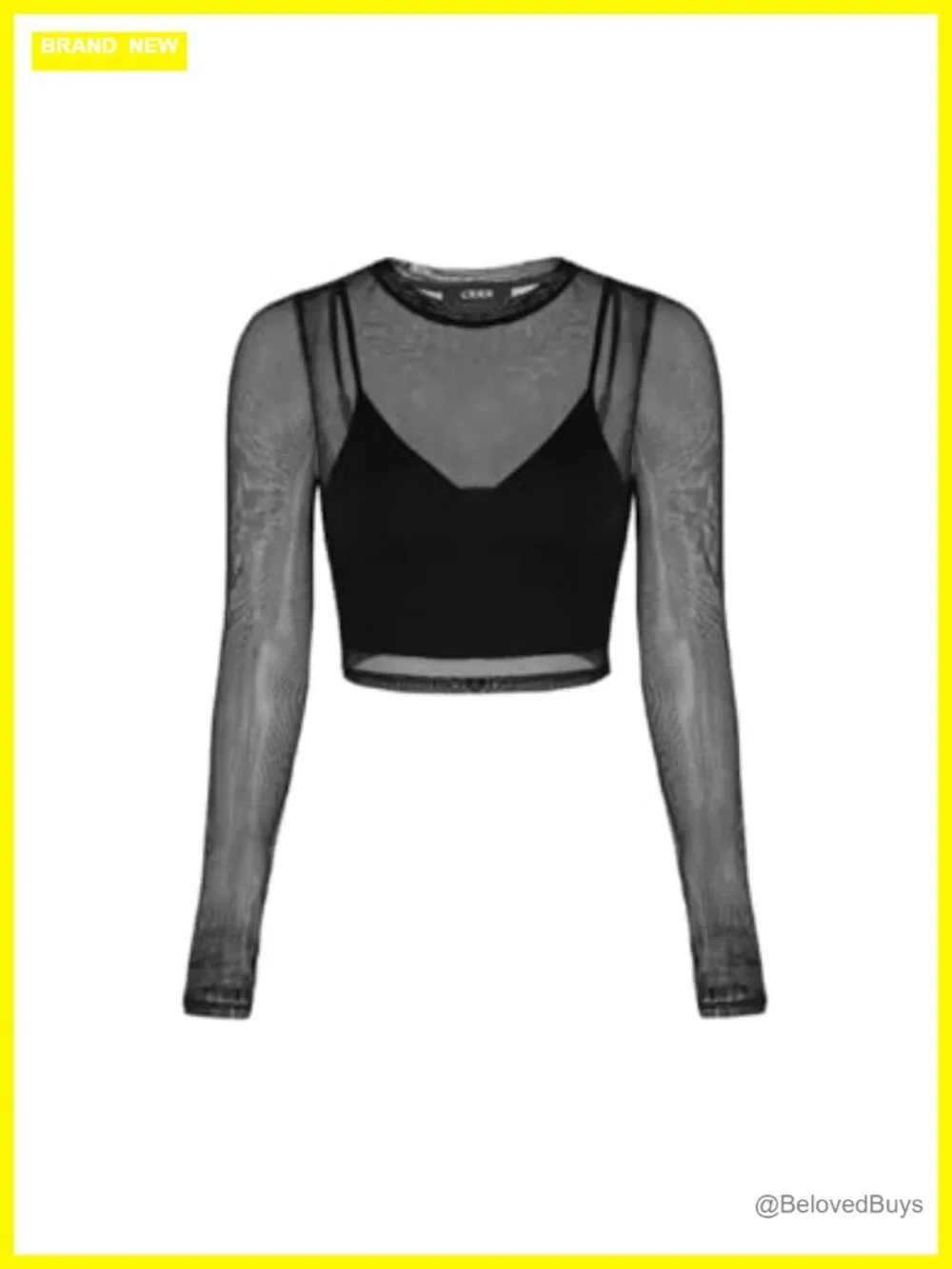 Sheer Long Sleeve Mesh Crop Top & Tank Top Set | Women's 2-Piece Casual